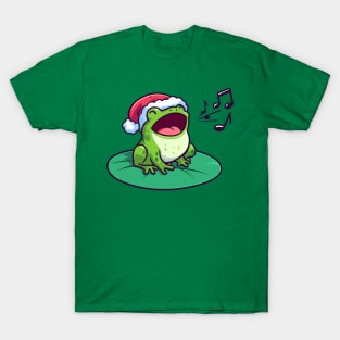 Cute Frog singing Christmas carols T-Shirt